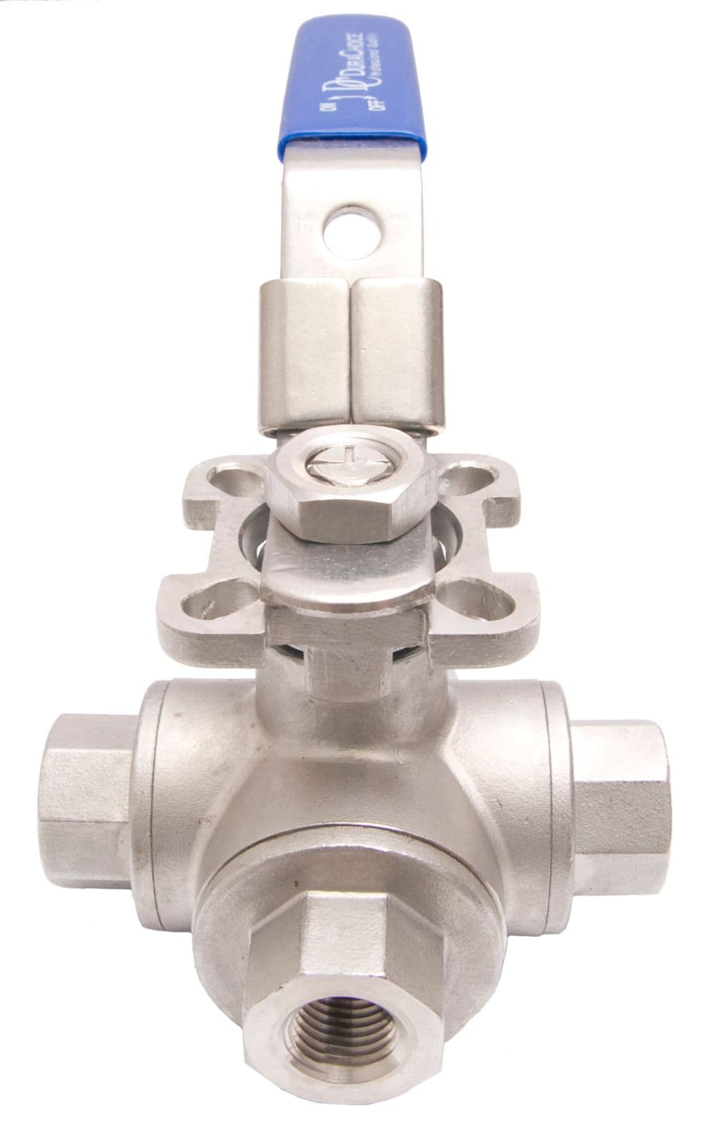 Stainless Steel (316) 3-Way Ball Valve - T Port With Mounting Pad